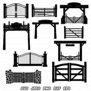 Ranch Gate SVG, Ranch Gate silhouet, Gate bundel PNG, Farm Gate SVG, digitale download, commercieel gebruik, Security Gate, Country Gate Jpeg