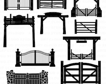 Ranch Gate SVG, Ranch Gate Silhouette, Gate Bundle PNG, Farm Gate SVG, Digital Download, Commercial Use, Security Gate, Country Gate Jpeg