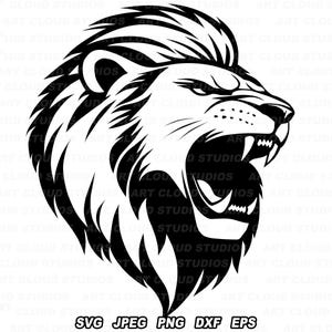 Leão rugindo SVG, Leão PNG, arquivos de corte, silhueta de cabeça de leão, download digital de clipart, sublimação, laser, uso comercial ilimitado.