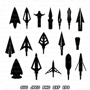 Pfeilspitze SVG, Jagdspitzen Pfeile SVG, Jagd SVG, Bogenschießen svg, Bogenjagd svg, Pfeilspitze Silhouette, digitaler Download, kommerzielle Nutzung