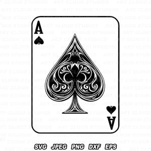 Schoppenaas SVG, speelkaarten SVG, gesneden bestand, jpeg, aas clipart, digitale download, png, schoppen aas T-shirtontwerp