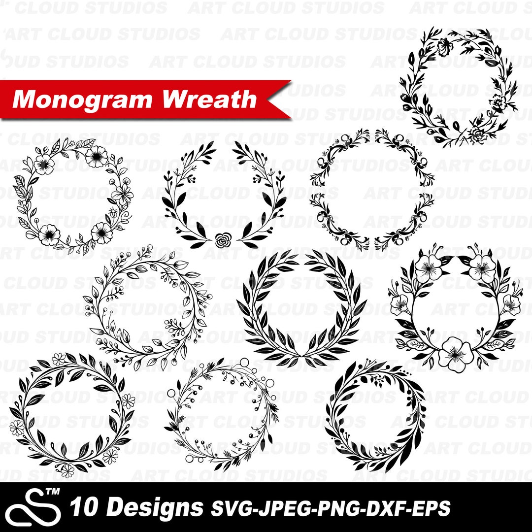 Wreath Svg Bundle, Circle Frame Svg, Floral Wreath Svg, Wedding ...