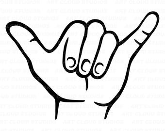 Hang Loose SVG, Shaka Hand Png, Mahalo Hand Cut Files, Hawaii Aloha Hand Silhouette Digital Download Clipart Laser, Unlimited Commercial Use