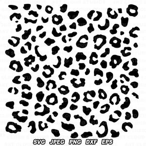 May include: Black and white leopard print pattern. The pattern is made up of irregular black spots on a white background.