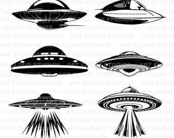 UFO SVG Cut File, UFO Silhouette, Flying Saucer png, Spaceship svg, Alien Ship Digital Download, Clipart, Commercial Use