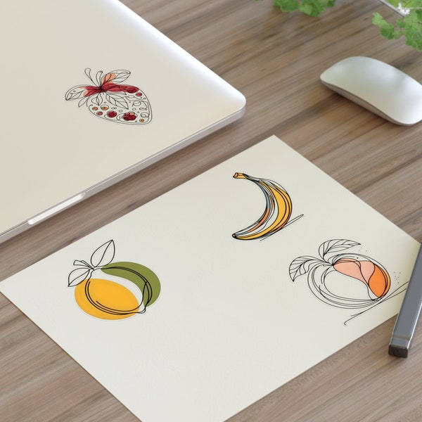 Abstract Fruit Line Art Sticker Sheet| Vinyl Sticker | Water-Resistent Sticker | Minimalistic & Elegant | Laptop Sticker | Outdoor Sticker