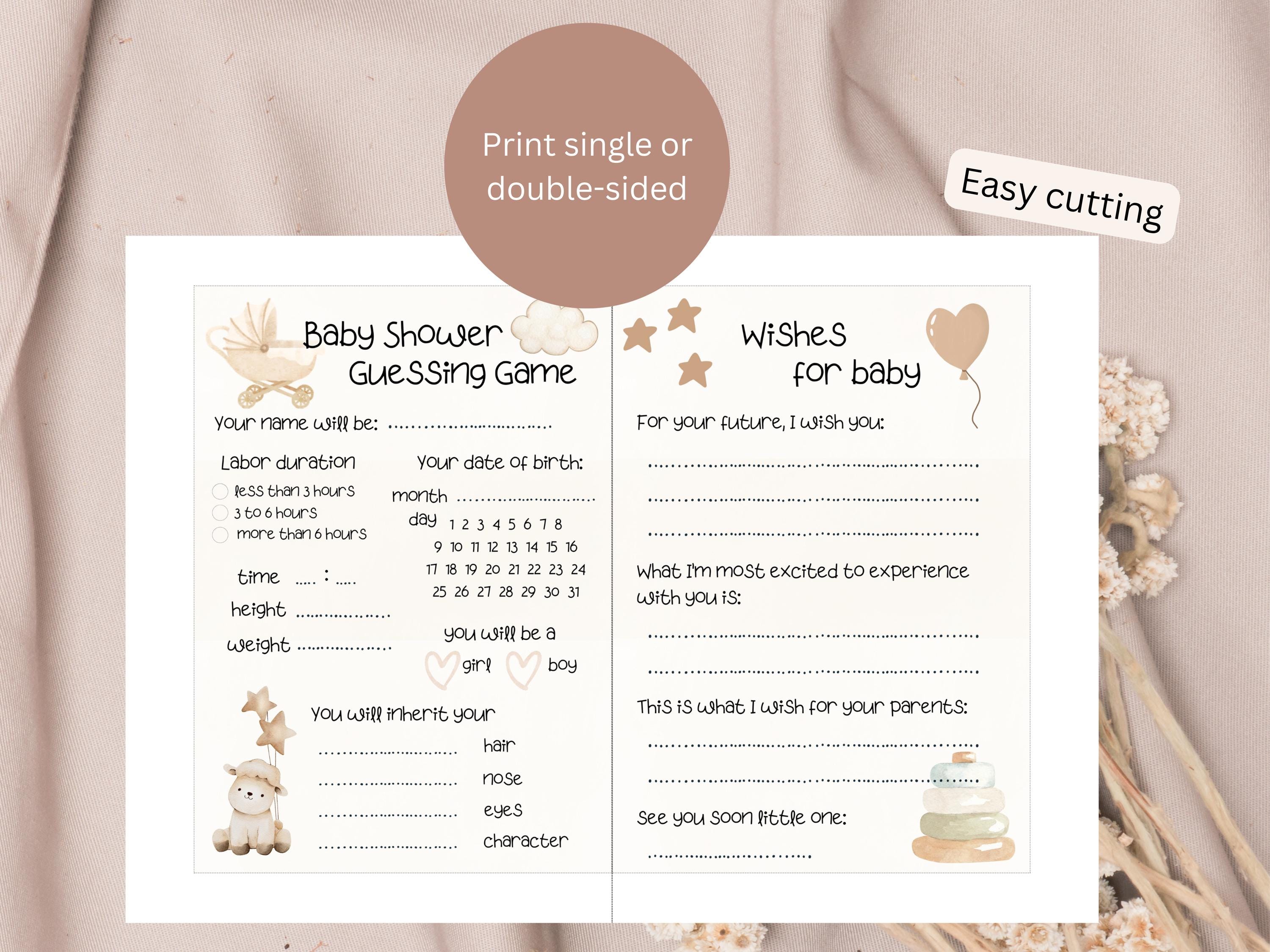 50 Baby Shower Spielkarten, 5x7 Zoll, Geschlechtsneutral – Aktivitätskarten Für Partyspiele, Mit Wischfestem Papier