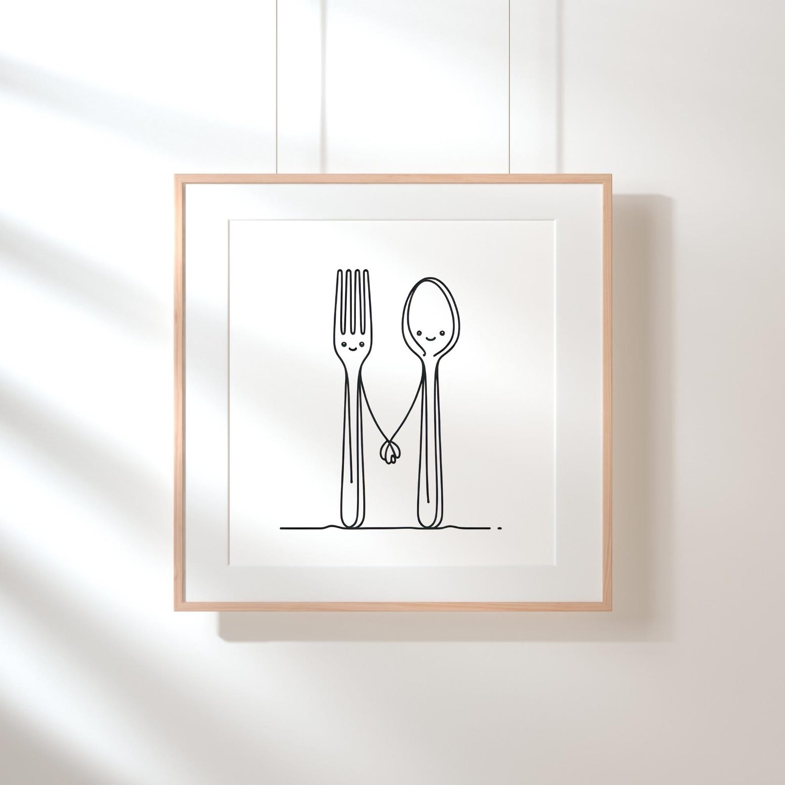 Spoon Poster Printable Fork and Spoon Poster | Minimalistic Line Art Print | Kitchen ...