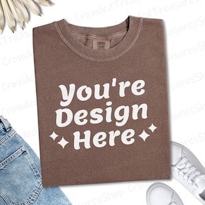 Comfort Colors 1717 Espresso Shirt Mockup | Digital T-Shirt Flat Lay | Unisex Tee Mockup | C1717 Mockup PNG JPEG | Blank Tee Template