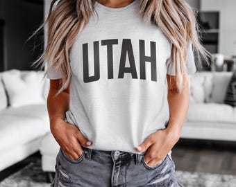 T-shirt Utah, shirt Utah, vintage T-shirt Utah, T-shirt Beehive State, minimalistisch bergshirt, T-shirt nationale parken, uniseks pasvorm, retrotype