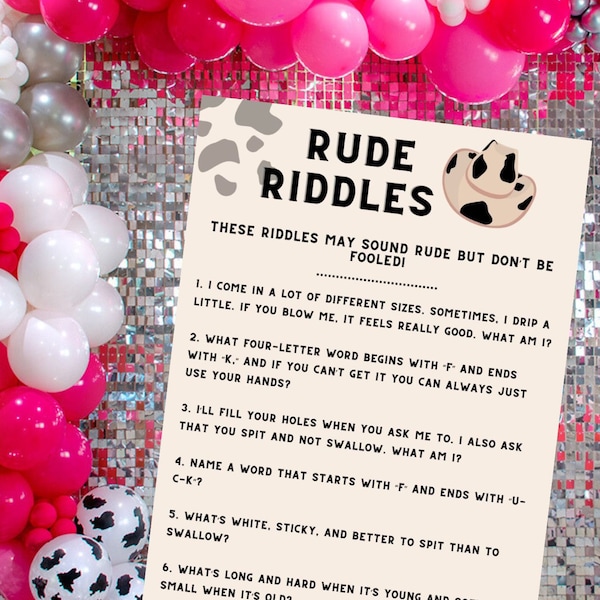 Rude Riddles - Hen Party Games - Bachelorette Party - Last Rodeo Theme -  Digital Download - Cow Girl Theme