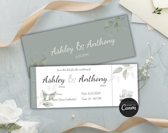 Printable Boarding Pass Wedding Invitation | Destination Wedding Invitation Digital Download | Save The Date Travel Wedding Ticket