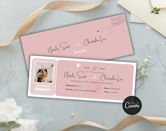 Wedding Save The Date Boarding Pass - Digital download - Printable Wedding Ticket Invitation - Destination Wedding Invitation