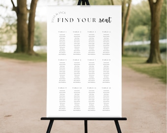 Minimalist Wedding Seating Chart Template, Modern Editable Find Your Seat Sign, Instant Download, Printable Canva Wedding Table Plan - WED01