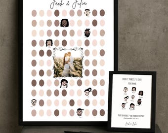 Livro de Convidados de Casamento com Rostos, Entrada Interativa Divertida, Download Digital Exclusivo do Canva, Desenhe Seu Retrato como Lembrança, - WED01