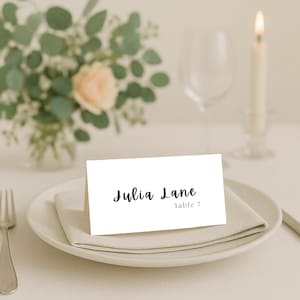 Minimalist Wedding Place Card Template, Editable Canva Modern Name Cards, Foldable Table Name, Printable Guest Name Tag, Dinner Seat - WED01