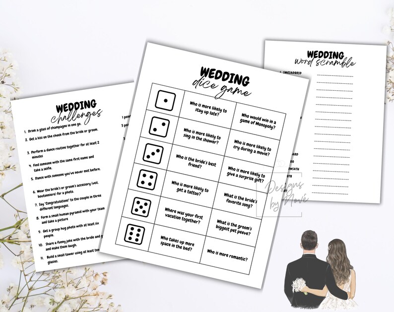 Wedding Table Games. Wedding Reception Games. Wedding Game Bundle