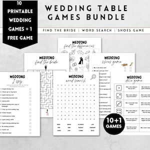 Minimalistic Wedding Table Games Bundle | Wedding Games for Reception | Ice Breaker Wedding Games | Wedding Quizzes | Wedding Activities