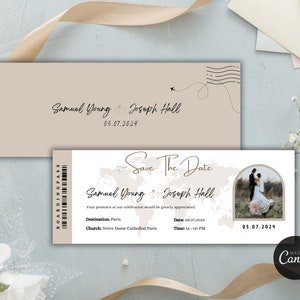 Printable Boarding Pass Wedding Invitation | Destination Wedding Invitation Digital Download | Save The Date Travel Wedding Ticket