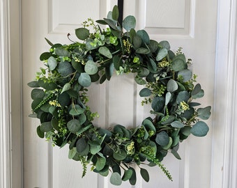 Everyday Greenery Wreath, eucalyptus wreath, front door wreath, farmhouse decor, housewarming gift, year round wreath, gift for her