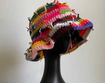 Distressed Crochet Scrap Yarn Bucket