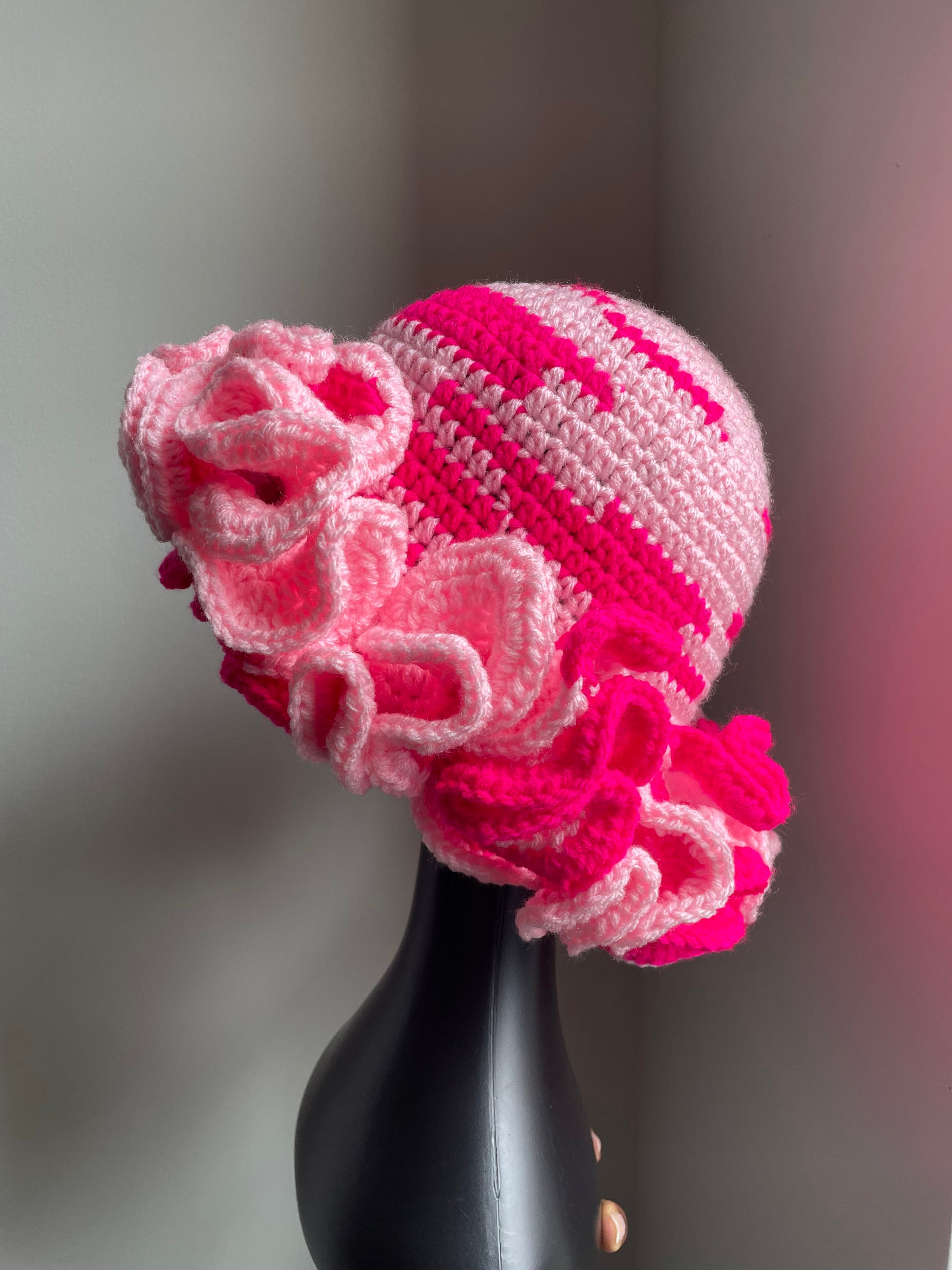 Multicolor Crochet Dramatic Ruffle Hat