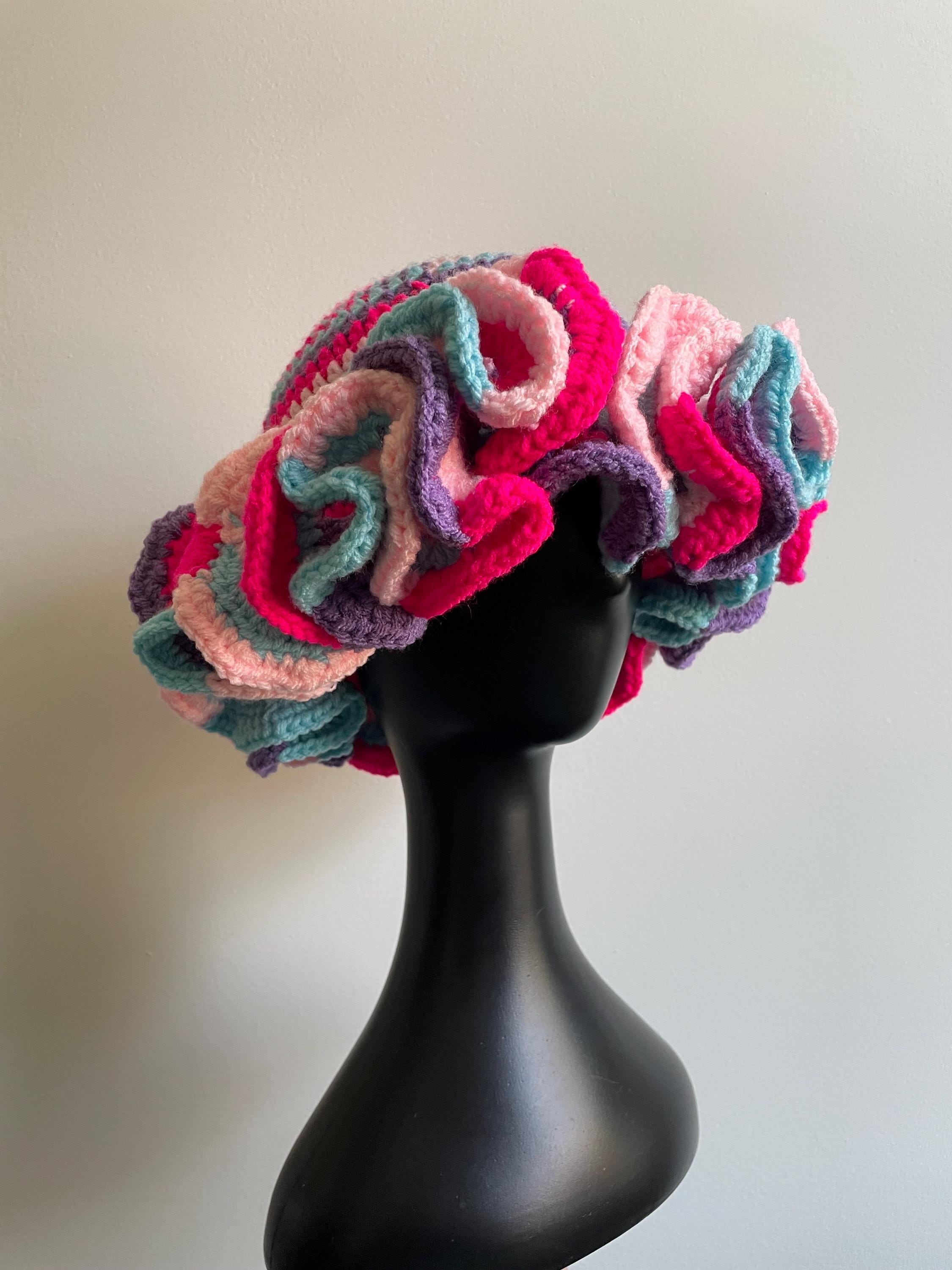 Multicolor Crochet Dramatic Ruffle Hat - Etsy