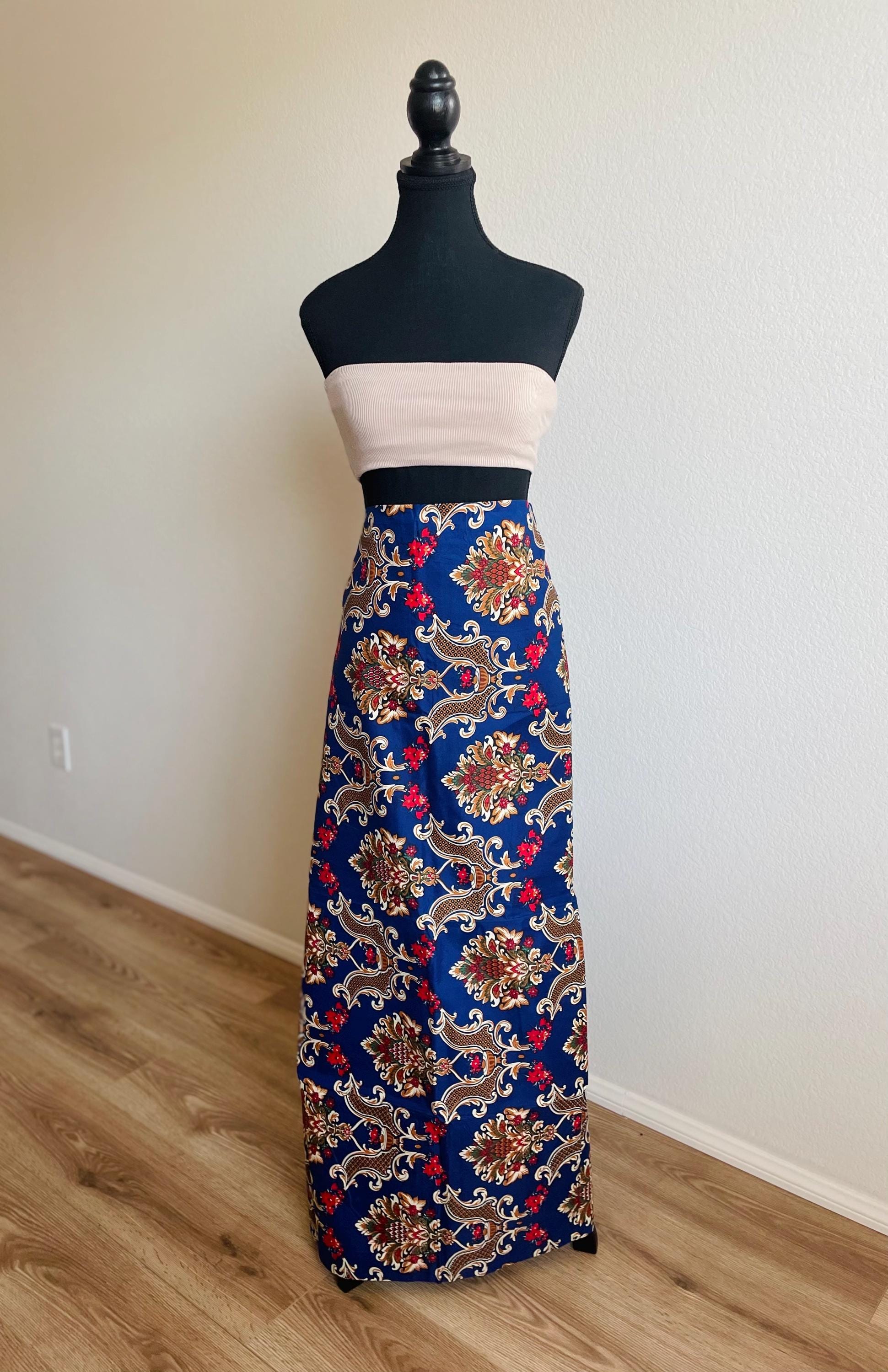 Royal Blue Cotton Malong: Filipino Wrap Skirt Dress