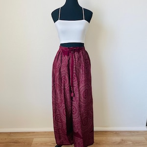 Red long pattern pants beach summer coverup perfect gift for her light weight material fits xs to large top is stretchy