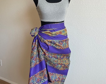 Malong sarong purple violet premium quality fabric summer maxi dress skirt beach wear cover up one size geometric pattern unisex blanket rug