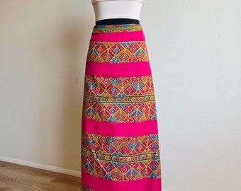 Malong landap maranao hot pink maxi dress skirt pattern bohemian islander modern trendy coverup solid quality fabric ethnic apparel
