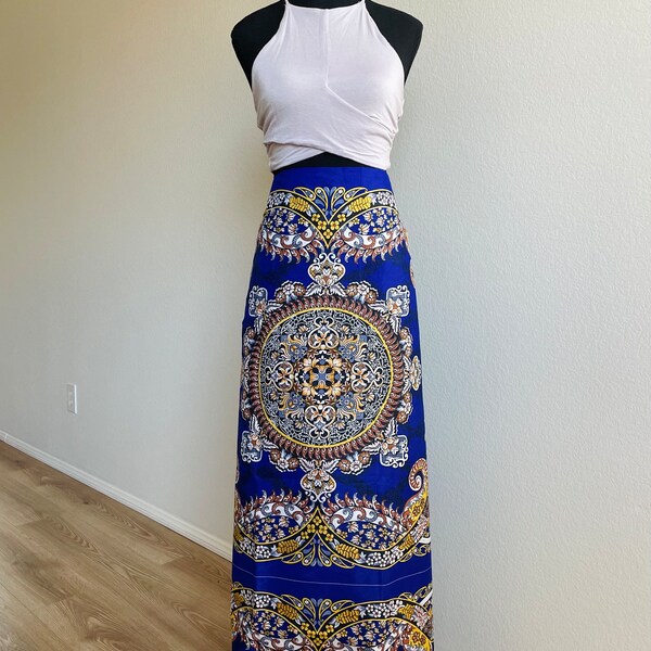 Malong royal blue authentic original ethnic traditional apparel Filipino wrap around maxi skirt dress kurta