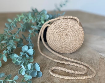 Bag shoulder straw small bag khaki brown plain gift for her minimalist simple women bag coin purse beach summer spring crossbody accessory
