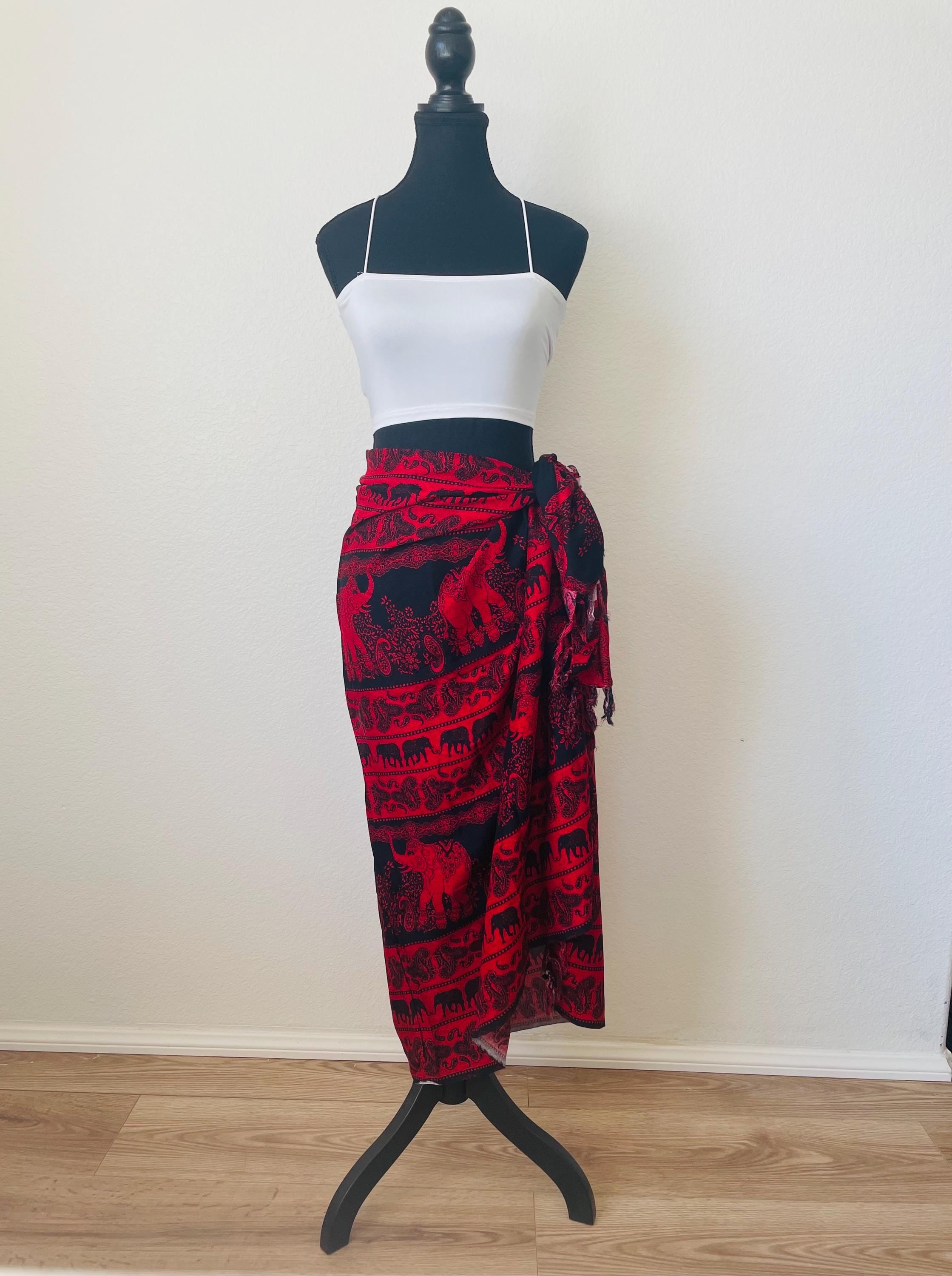 Red long sarong beach gift for her summer coverup scarf shawl blanket