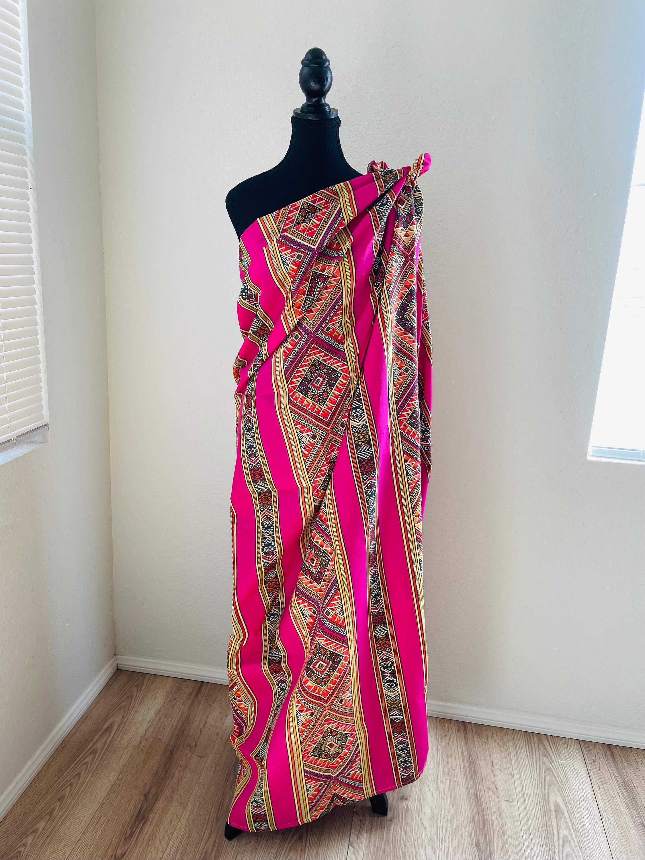 Fuschia Batik Malong Sarong: Ethnic Wrap Skirt Dress