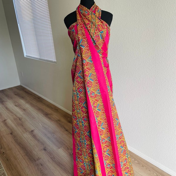 Malong landap maranao Roze maxi-jurk rokpatroon boho islander moderne trendy coverup effen kwaliteitsstof