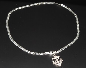 Mexican sterling silver chain with anchor pendant – handmade unisex jewelry