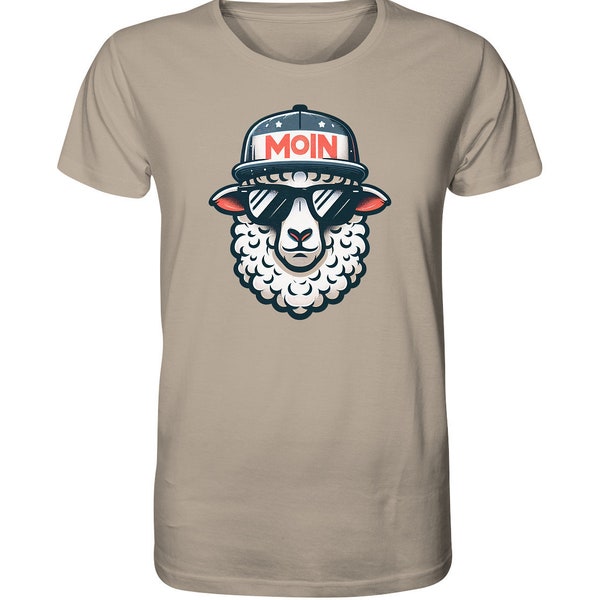 Shirt organic cotton - Moin sheep sunglasses cap beard print statement funny cool summer - organic shirt