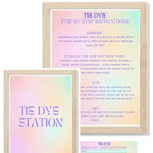 Pacote de download digital de instruções para Tie Dye, passo a passo como fazer o modelo de instruções e enxaguar e secar, festa temática de aniversário Tie Dye
