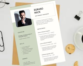 Tech Resume Template | Software Engineer CV | Modern Design | Job Search | Professional Format