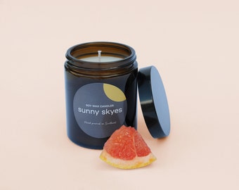 Grapefruit & Sea Salt - Scented Soy Wax Jar Candle Hand Poured in Scotland