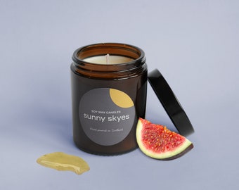 Black Fig & Honey - Scented Soy Wax Jar Candle Hand Poured in Scotland