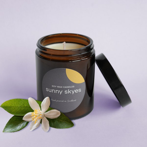 Neroli, Jasmine & Patchouli - Scented Soy Wax Jar Candle Hand Poured in Scotland