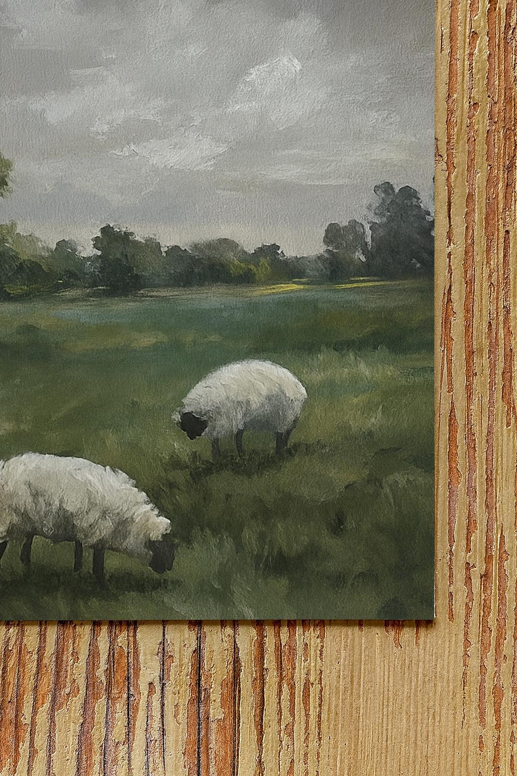 Originally Painted Sheep Fine Art Print – Moody Pastoral Wall Art ...
