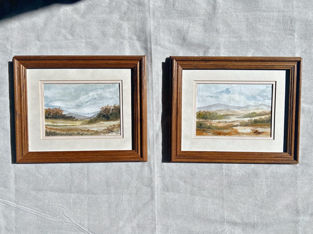 Framed Original Watercolor Landscape Painting Set of 2, Hand-painted ...