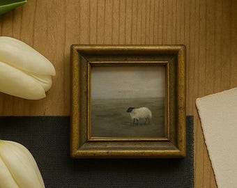 Original Hand-Painted Sheep Fine Art Print – Moody Pastoral Wall Art, Countryside Decor, Rustic Farmhouse Print, Vintage-Style Animal Art
