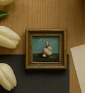 Original Hand-Painted Bunny Mini Fine Art Print \u2013 Vintage Animal Artwork, Moody Rabbit Art, Timeless Small Wall Decor, Art Print