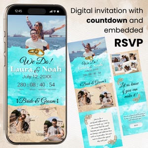 Moderne Strandhochzeit: Antwortkarten, Countdown & Karten – Gestalte Deine Traumhochzeit am Meer! | Hochzeitseinladungen Strand
