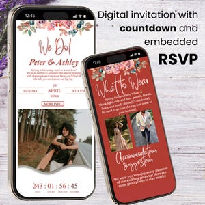 Sjabloon lentebloemen bruiloft website – aangepaste RSVP en kaartlinks - uitnodiging bruiloftswebsite bloesem