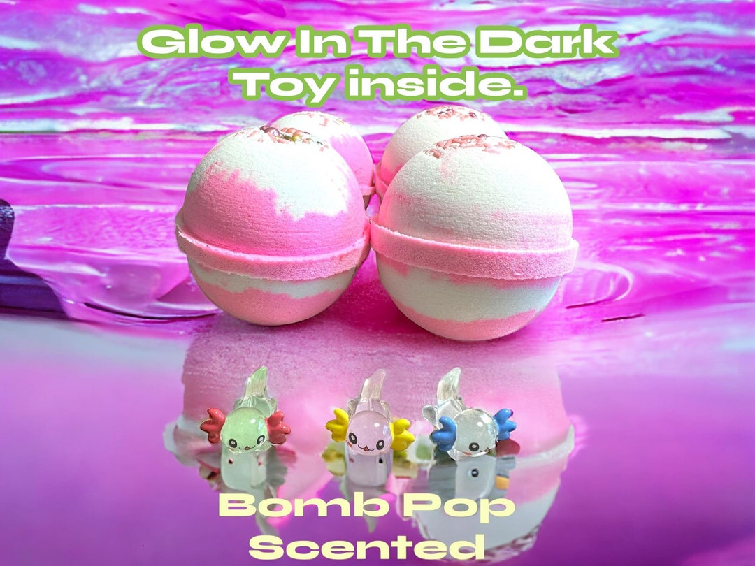Axolotl Bath Bomb - Glow in the Dark Axolotl Toy Inside. - Etsy